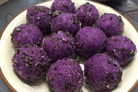 山药紫薯球的做法，对付宝宝秋季厌食怎么能少了它