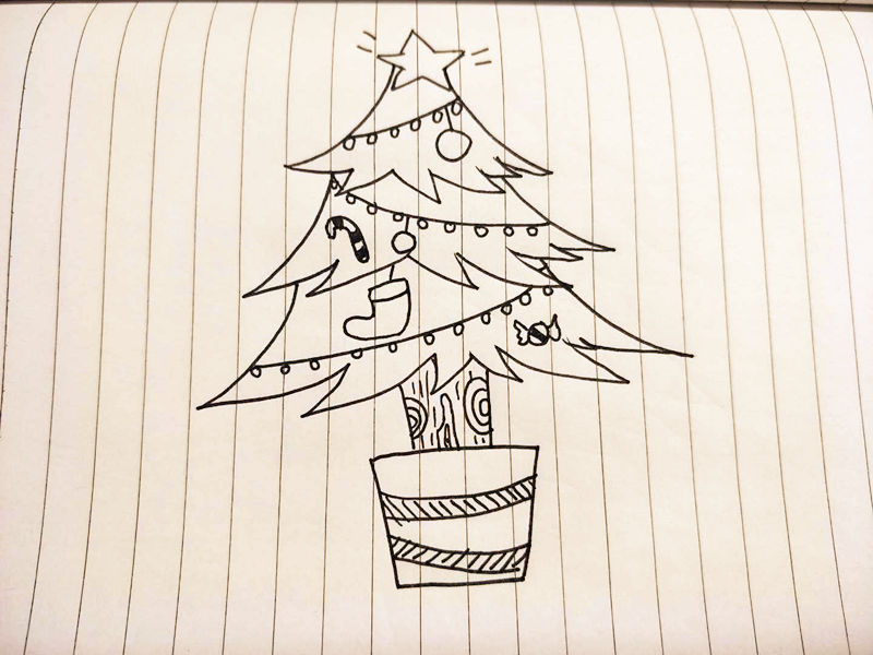 儿童圣诞树简笔画步骤