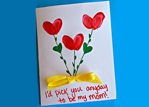 母亲节手指画爱心花卡片制作方法