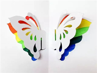 彩虹立体蝴蝶卡片制作方法