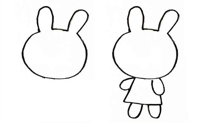 穿裙子小兔子简笔画-教你怎么画可爱的兔子简笔画