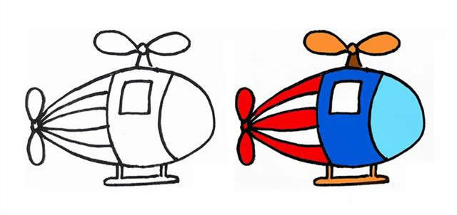 彩色直升机怎么画？直升机简笔画的步骤教程图解
