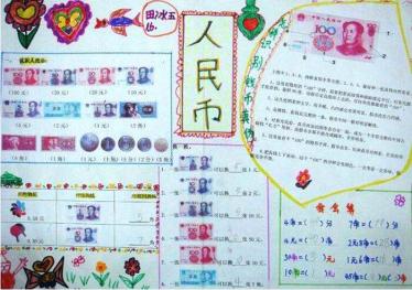 数学人民币手抄报简单又漂亮9