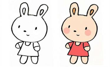穿裙子的小兔简笔画2