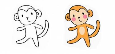 小猴子彩色简笔画的画法2