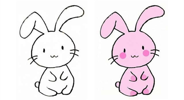 粉红小兔子简笔画2