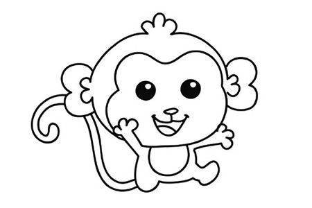 卡通可爱小猴子简笔画的画法4
