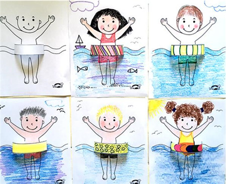 儿童节半立体游泳贴画制作方法3