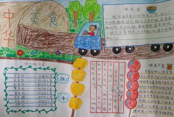 二年级中国美食手抄报版面设计图