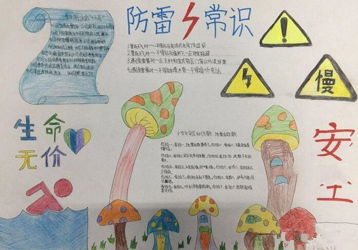 小学生防雷手抄报图片2