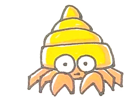 海洋生物卡通寄居蟹的简笔画教学
