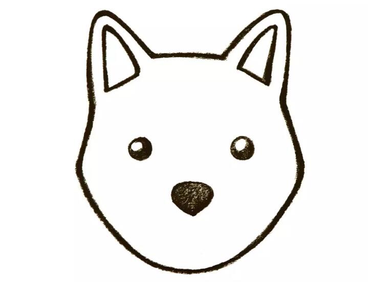 小狗简笔画-小狗可爱头部简笔画的画法