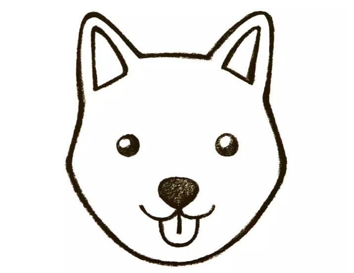 小狗简笔画-小狗可爱头部简笔画的画法