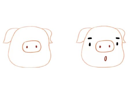 小猪简笔画教程-可爱小猪彩色简笔画