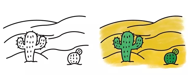 沙漠简笔画-简笔画图案大全沙漠绿洲