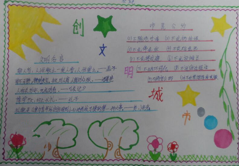文明城市手抄报简单又漂亮2