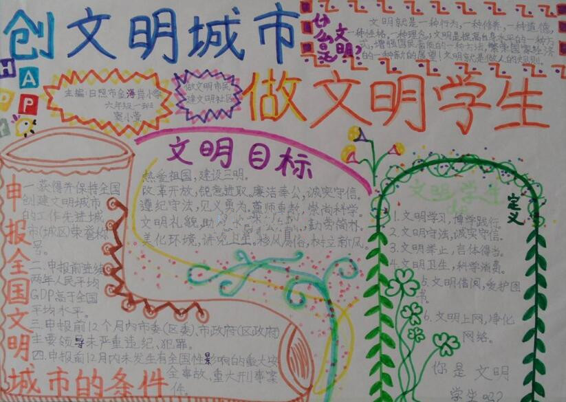 创建文明城市手抄报简单漂亮1
