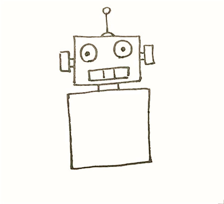 卡通机器人简笔画教程2