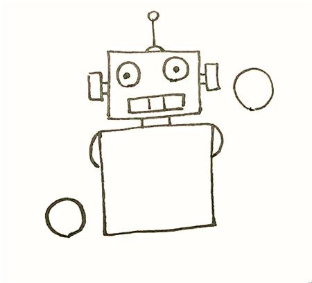卡通机器人简笔画教程3