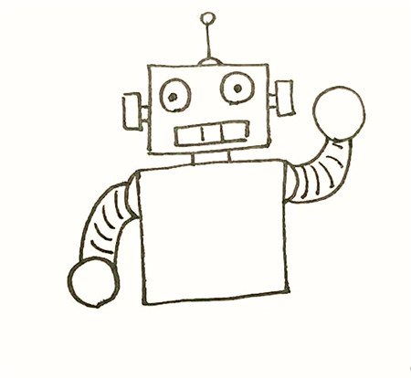 卡通机器人简笔画教程4
