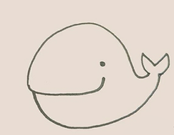 可爱彩色鲸鱼简笔画的画法2