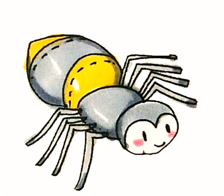 卡通可爱蜘蛛简笔画的画法4