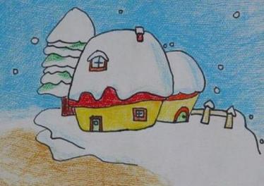 儿童画冬天的雪与雪花