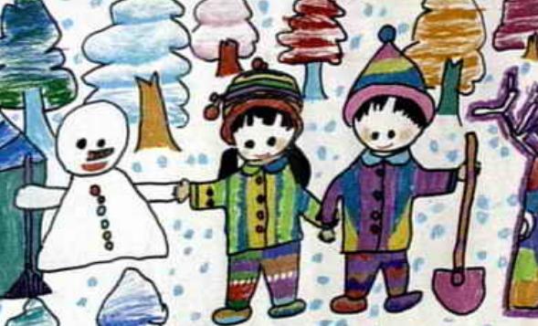 冬天的儿童画幼儿园图片大全