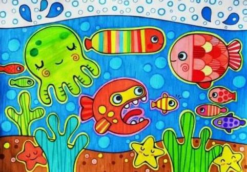 儿童画海底世界图片怎么画