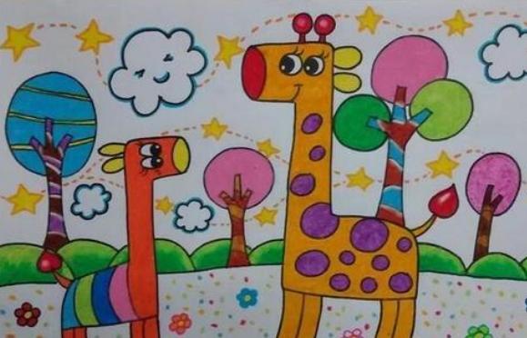 关于长颈鹿的儿童画图片大全 儿童画长颈鹿的画法大全大图