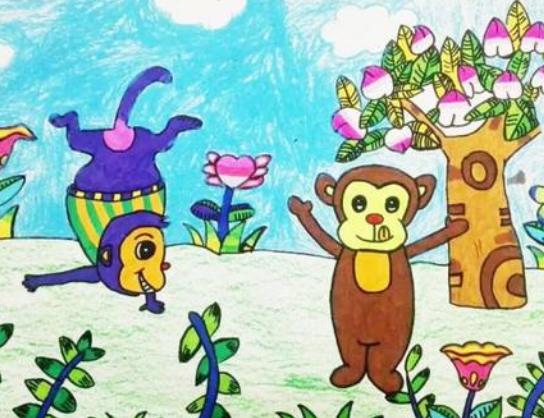 儿童画小猴子怎么画图片大全 小猴子儿童画作品