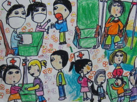 关于医生护士的儿童画 感谢医生护士的儿童画