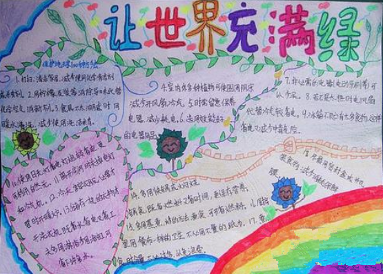 让世界充满绿手抄报简单3