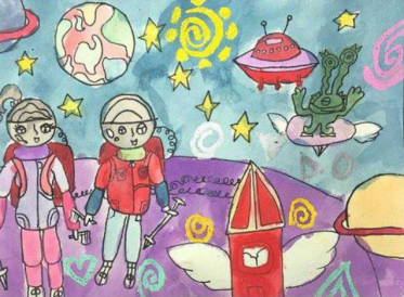 幼儿儿童画航天绘画图片大全3