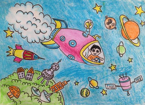 幼儿儿童画航天绘画图片大全4