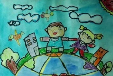 我去上学了儿童主题画1