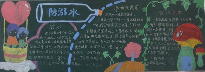 小学防溺水黑板报简单好画2