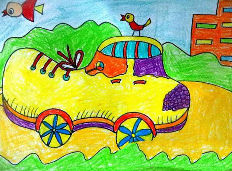 汽车儿童画三年级简单的画图片5