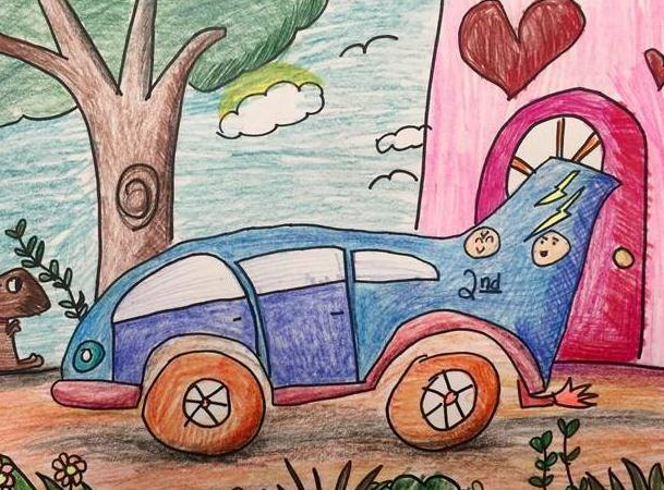 汽车儿童画三年级简单的画图片6