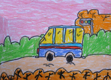 汽车儿童画三年级简单的画图片9