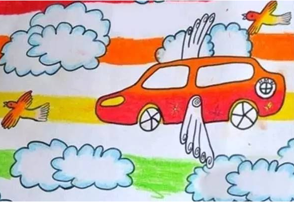 汽车儿童画三年级简单的画图片8