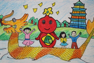 端午节赛龙舟儿童画大全3