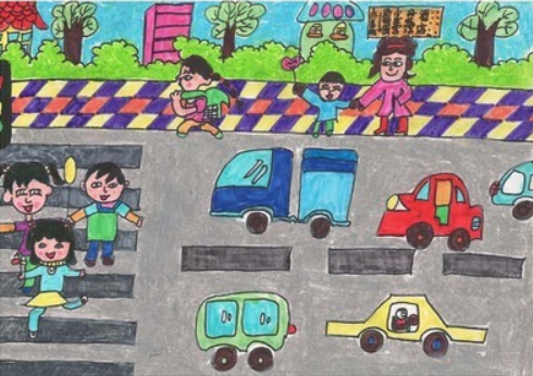 马路上的汽车儿童画图片5