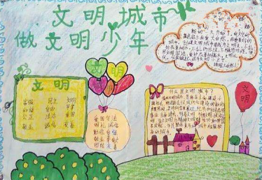 创文明城市做文明学生手抄报图片大全3