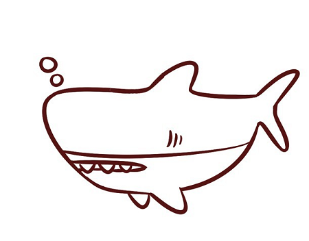 如何画鲨鱼简笔画步骤 幼儿园画鲨鱼的简笔画步骤4
