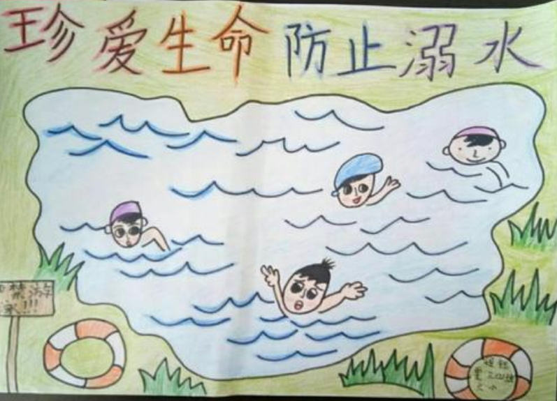 珍爱生命预防溺水儿童画画作品大全6