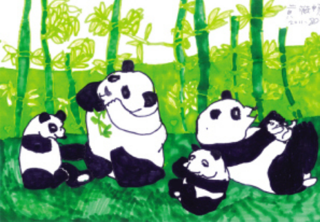 熊猫和竹子儿童画图片大全