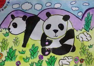 熊猫和竹子儿童画图片大全7