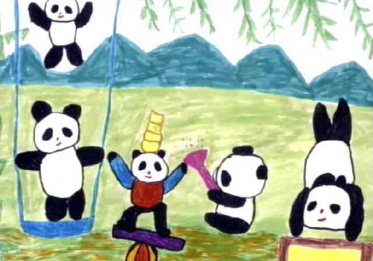 熊猫和竹子儿童画图片大全9