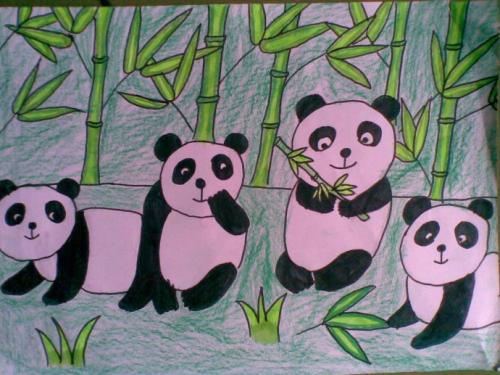 大熊猫儿童画图片大全